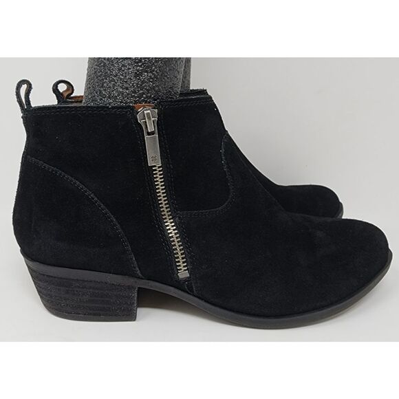 Lucky Brand Black Leather Suede Booties